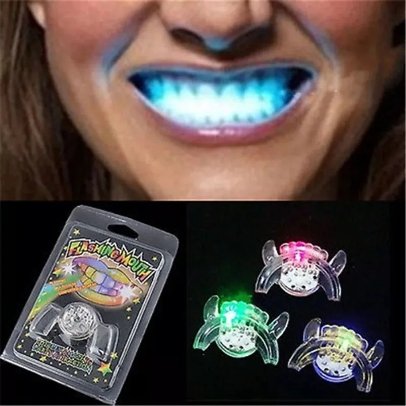 Dentadura com led boca piscando fantasia balada festa flashing mouth
