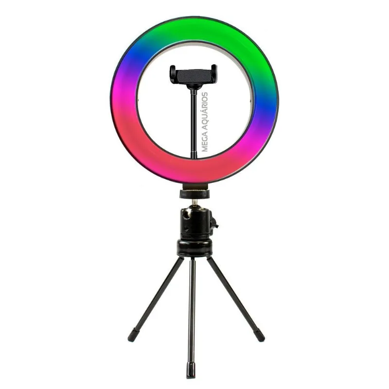 Ring Light P Colorida 20cm Tripé Mesa Suporte Cel Mj20
