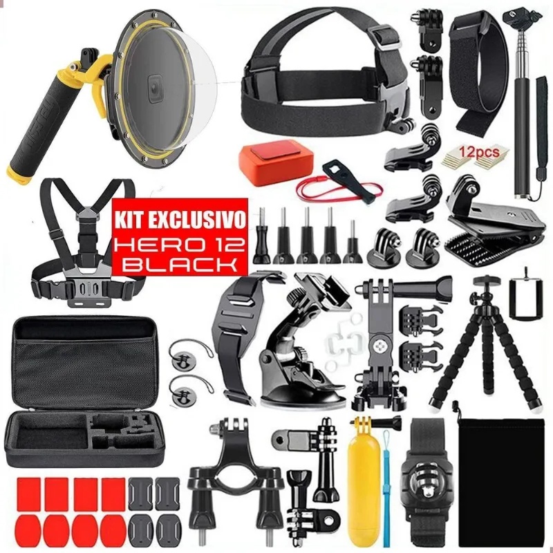 Kit Acessórios Gopro Hero 12 Completo C/dome Caixa Estanque