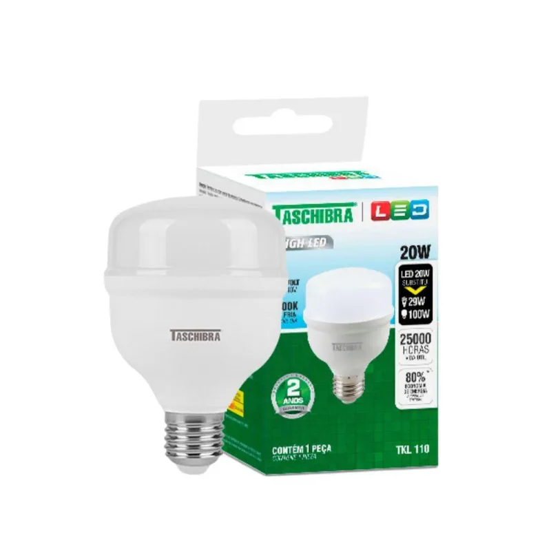 Kit 3 Lâmpadas High Led Tkl 20w Taschibra E27 Bivolt 6500k Frio