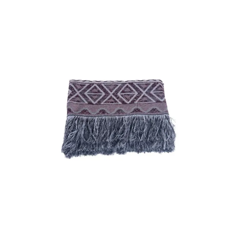 Xale Para Sofá Com Franja Luxor 1 Peça 2,10m X 1,35m 60% Algodão - 40% Poliéster Tecido Jacquard Cor:vinho Geométrico