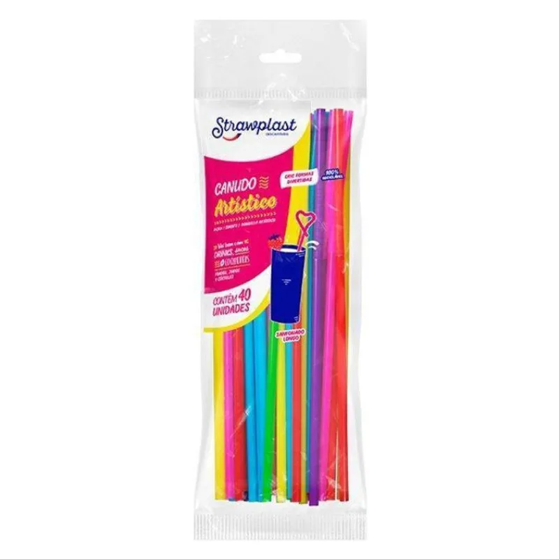 400 Canudo Decorativo Artístico Strawplast Para Drinks