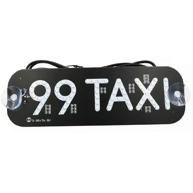 Placa Para Carro Led Letreiro Motorista De Aplicativo 99 Ou Taxi