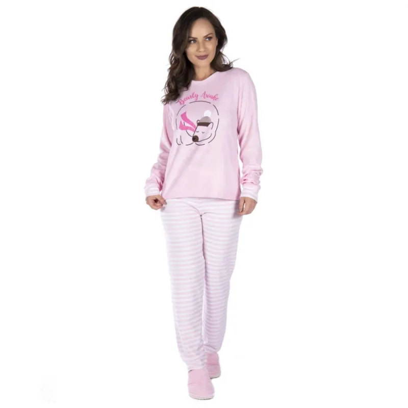 Pijama De Inverno Victory Feminino Plush Blusa e Calça - Não Disponível - Moda