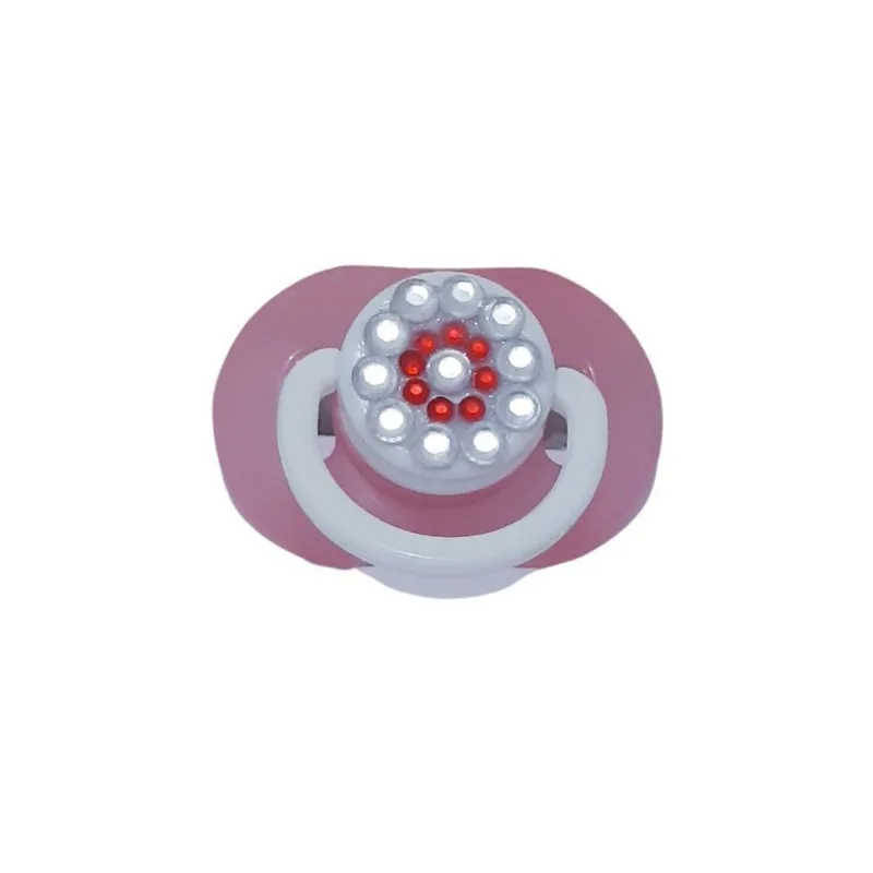 Chupeta Magnética Reborn Rosa Transp Pérolas
