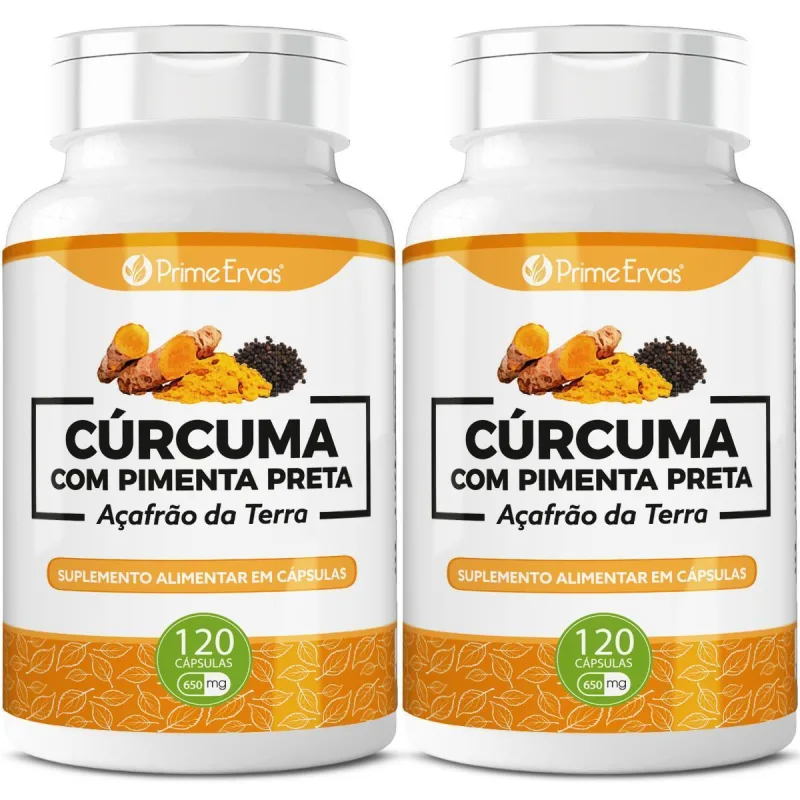 Kit 2x Açafrão Da Terra Com Pimenta Preta 120 Cápsulas - Não Informado - Mercearia
