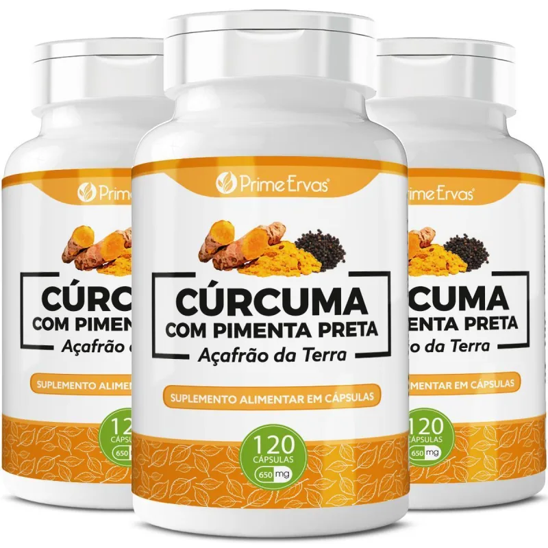 Kit 3x Açafrão Da Terra Com Pimenta Preta 120 Cápsulas - Não Informado - Mercearia
