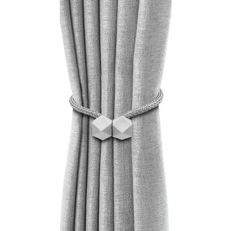 Abraçadeira De Cortina Elegante Par Universal Magnético Cinz