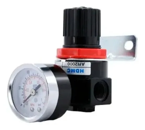 2x Regulador Pressão Compressor Manômetro 1/4 Ar-2000