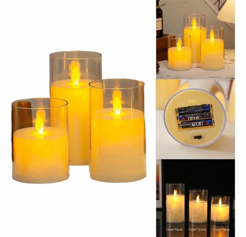 10x Kit 3 Velas De Led Eletrônica Transparente 7.510/12.5/