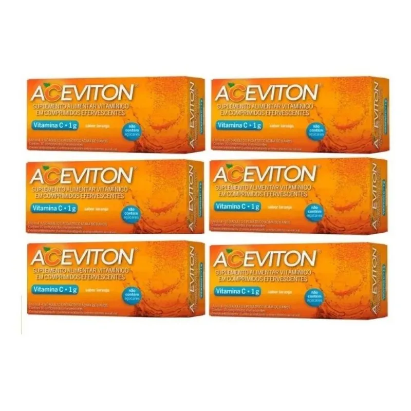 Kit Com 6 Vitamina C 1g Aceviton Imunidade Com 10 Comp Eferv