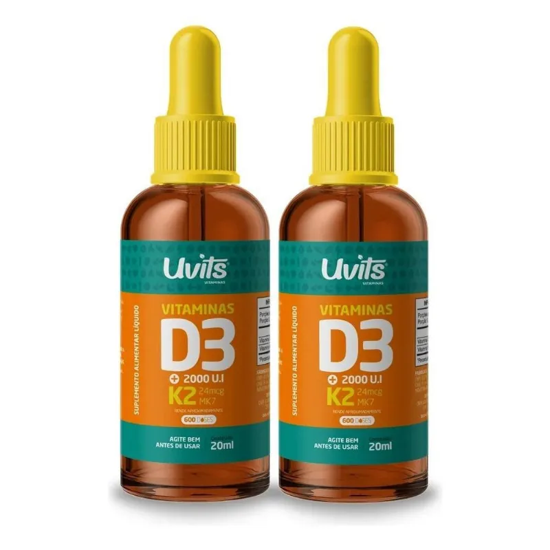 3x 2x Vitamina D3 10.000ui + K2 120mcg Em 5 Gotas - 120 Dose