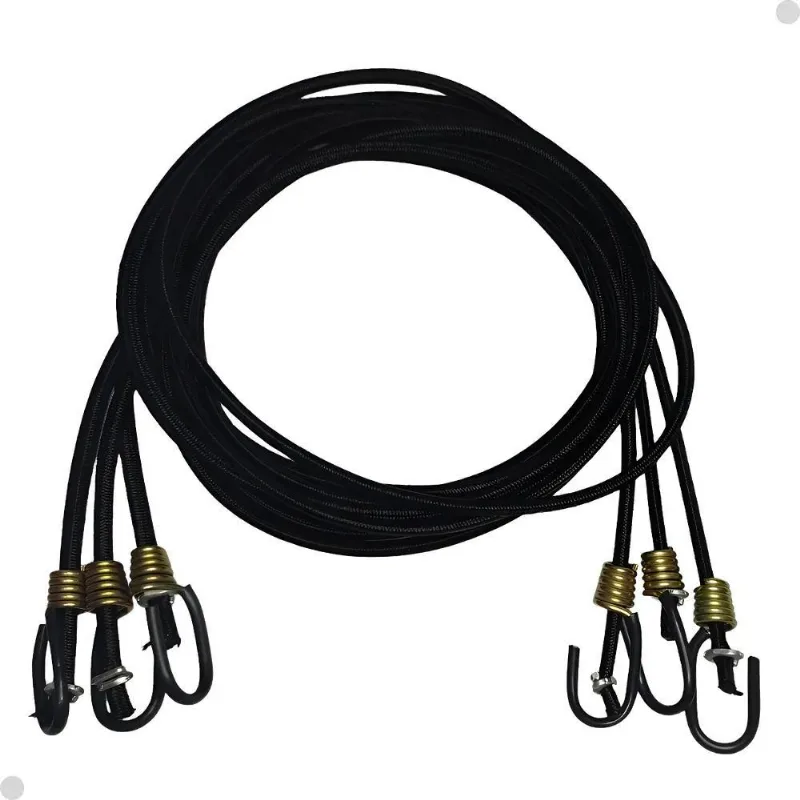 Extensor Corda Elástico 2 Metros Bagageiro Gancho Ferro 3un.