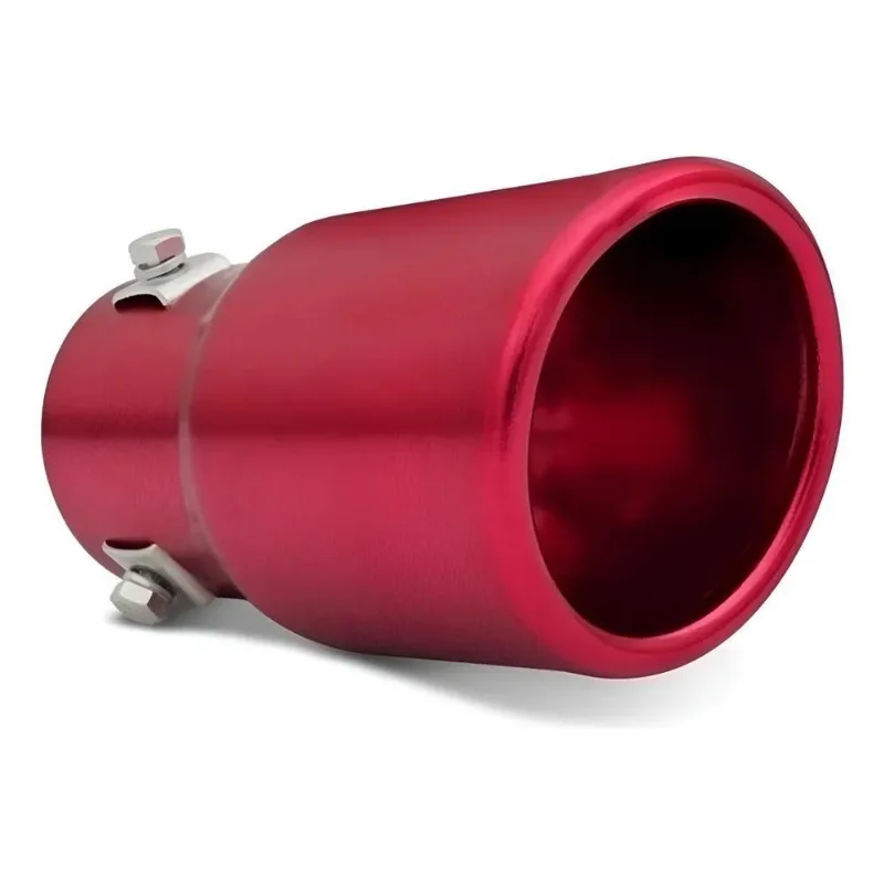 Ponteira Escapamento Esportiva Universal Cromada - Vermelho