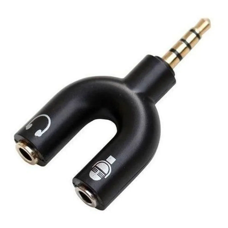 Adaptador P2 Para 2 P2 Fêmea Headset Xbox Ps4 Fone Microfone Preto