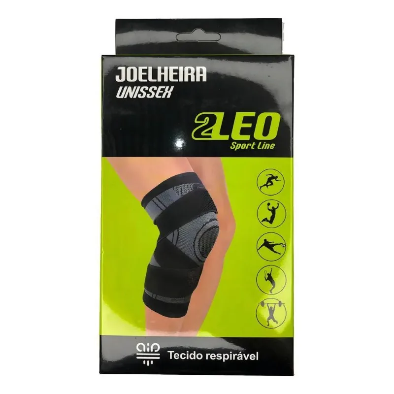 3x Joelheira Compressão Esportiva 2leo Sl001g Cor Preto Cinz