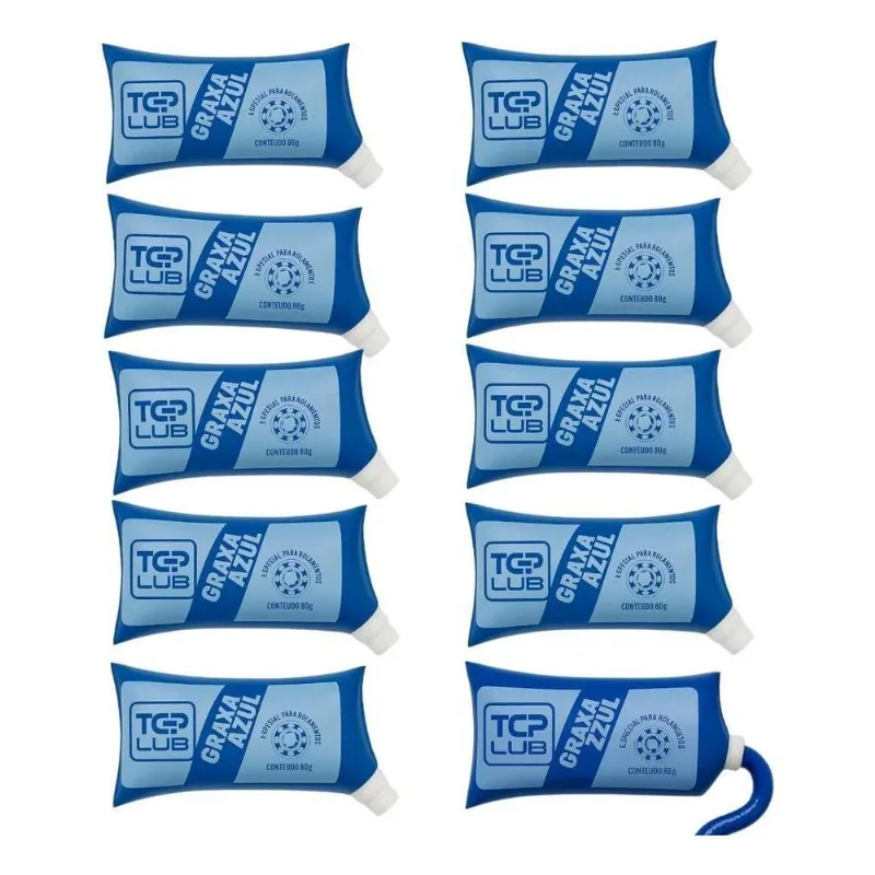 Kit C/10 Graxa Azul Especial Para Rolamentos Un 80g Top Lub