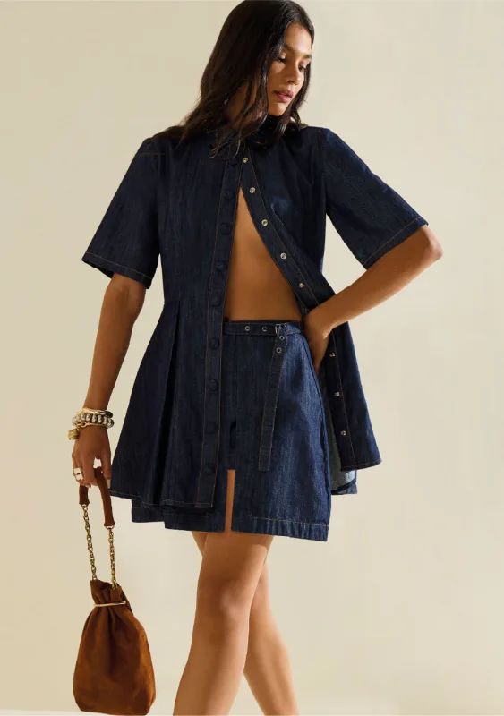 Shorts Morena Rosa Amplo Alta Azul - Morena Rosa