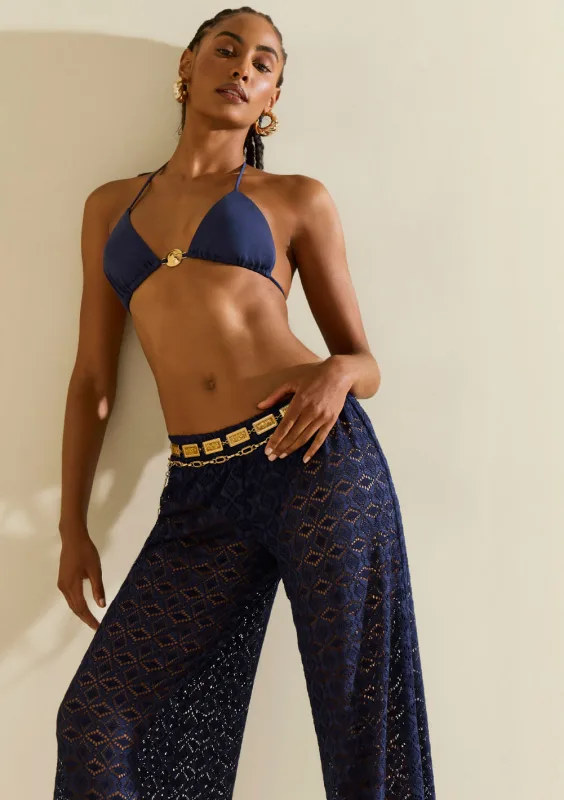 Calça Morena Rosa Reta Média Azul Escuro - Morena Rosa - Linhas