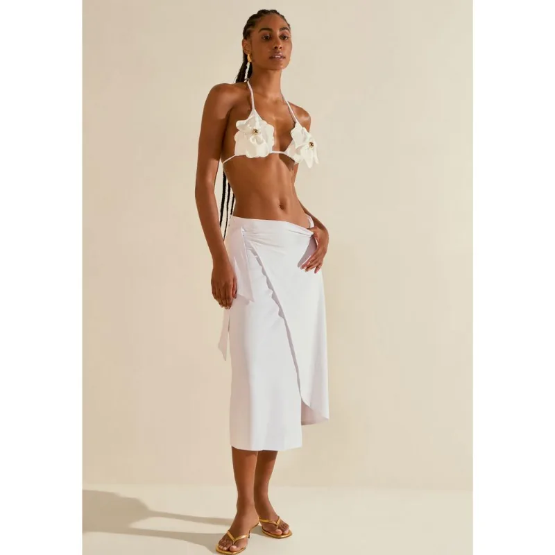 Saia Morena Rosa Evasê Média Midi Off White G