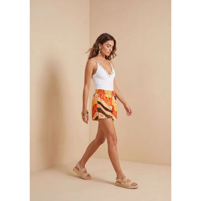 Shorts Morena Rosa Reto Média Amarelo G