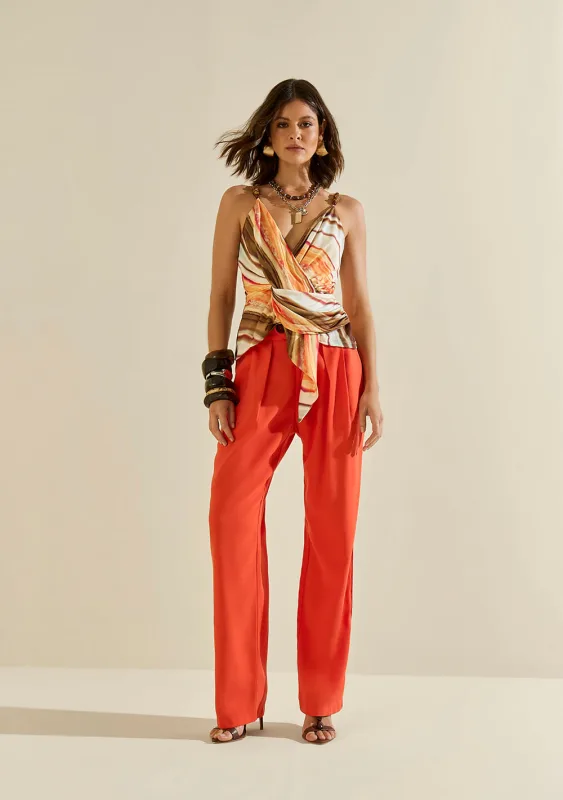 Calça Morena Rosa Reta Alta Laranja - Morena Rosa - Outlet