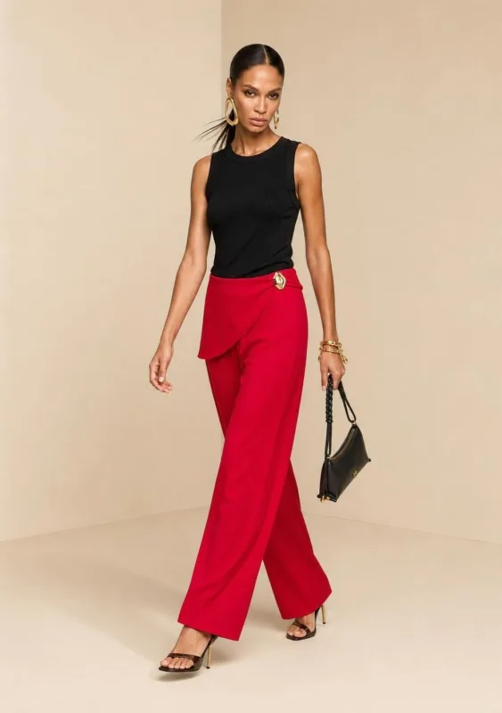 Calça Morena Rosa Reta Alta Vermelho - Morena Rosa - Outlet