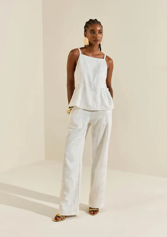 Regata Morena Rosa Ajustada Decote Careca Padrão Off White - Morena Rosa