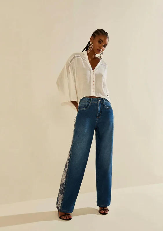 Calça Morena Rosa Wide Média Azul - Morena Rosa - Outlet