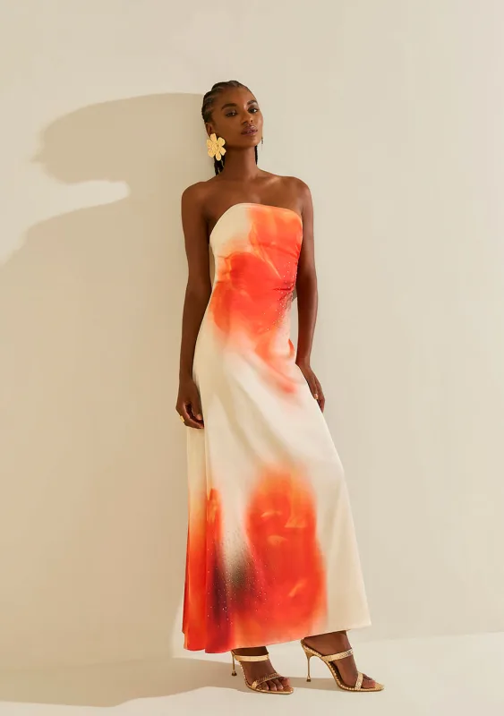 Vestido Morena Rosa Solto Decote Reto Sem Manga Longo Bege - Morena Rosa - Outlet