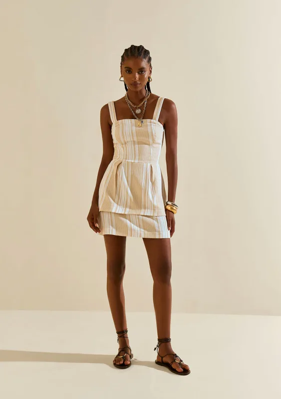 Vestido Morena Rosa Ajustado Decote Reto Com Alça Curto Off White - Morena Rosa - Outlet