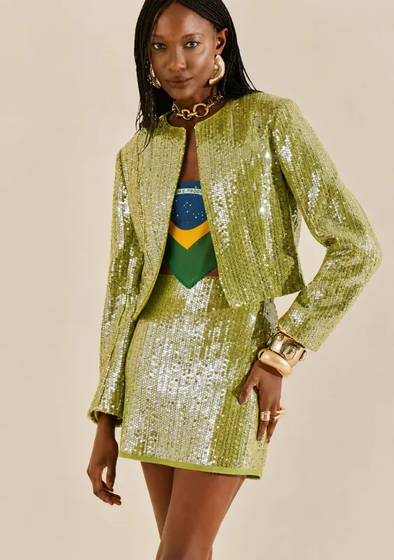 Blazer Morena Rosa Solto Manga Longa Cropped Verde - Morena Rosa - Outlet
