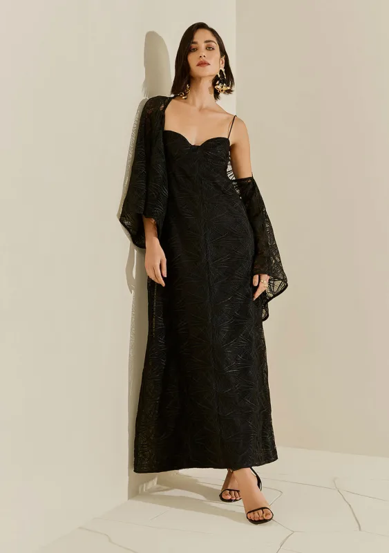 Vestido Longo Obsidiana Preto - Morena Rosa - Linhas