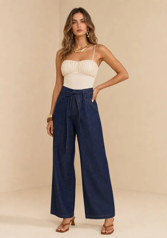 Calca Pantalona Profundo Azul - Morena Rosa - Linhas