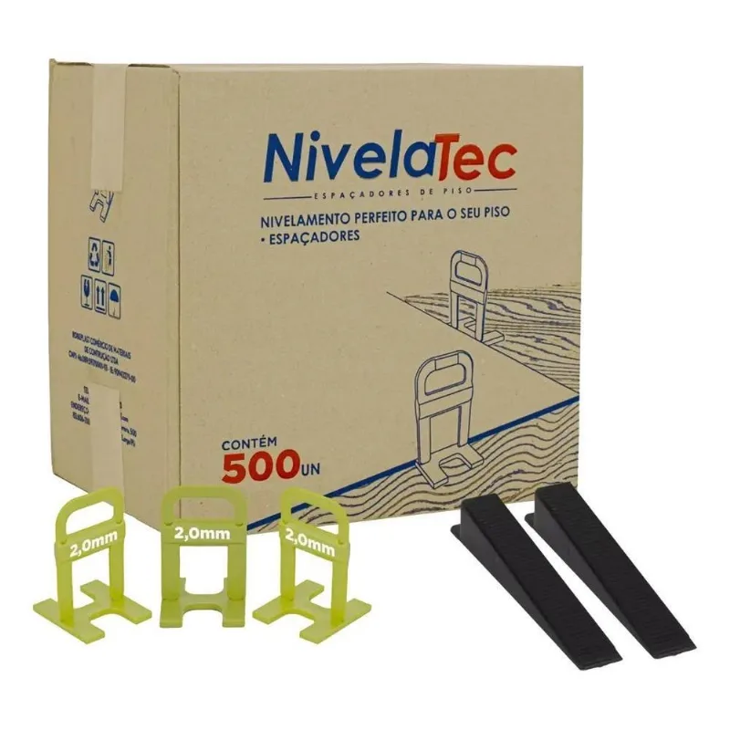 10x Kit Nivelador Espaçador 500 Unidades 2mm + 100 Cunhas S