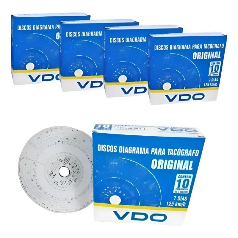 Disco Tacógrafo Semanal 125km 7 Dias Vdo - Kit 5 Caixas - Br