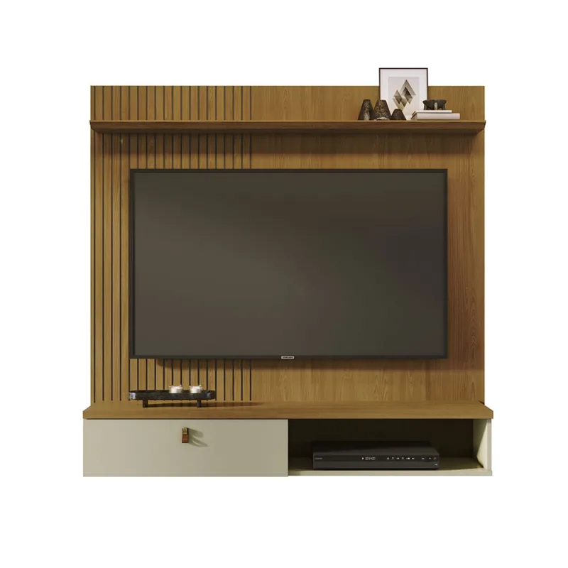 Painel TV 55 Pol 141cm Bancada Suspensa para Sala Seluna Cumaru/Opala M20 - D'Rossi - DRossi - Móveis
