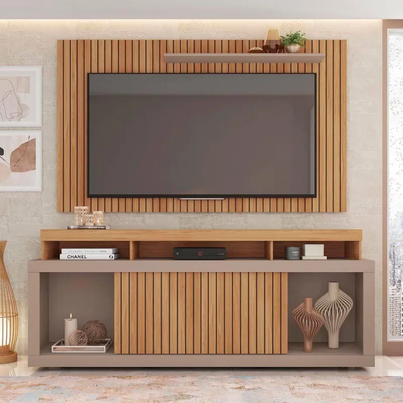 Painel Tv 60 Pol 180cm E Bancada Com Rodízio Sala Navel Buriti-fendi C01 - D'rossi - OUTRAS - Agro