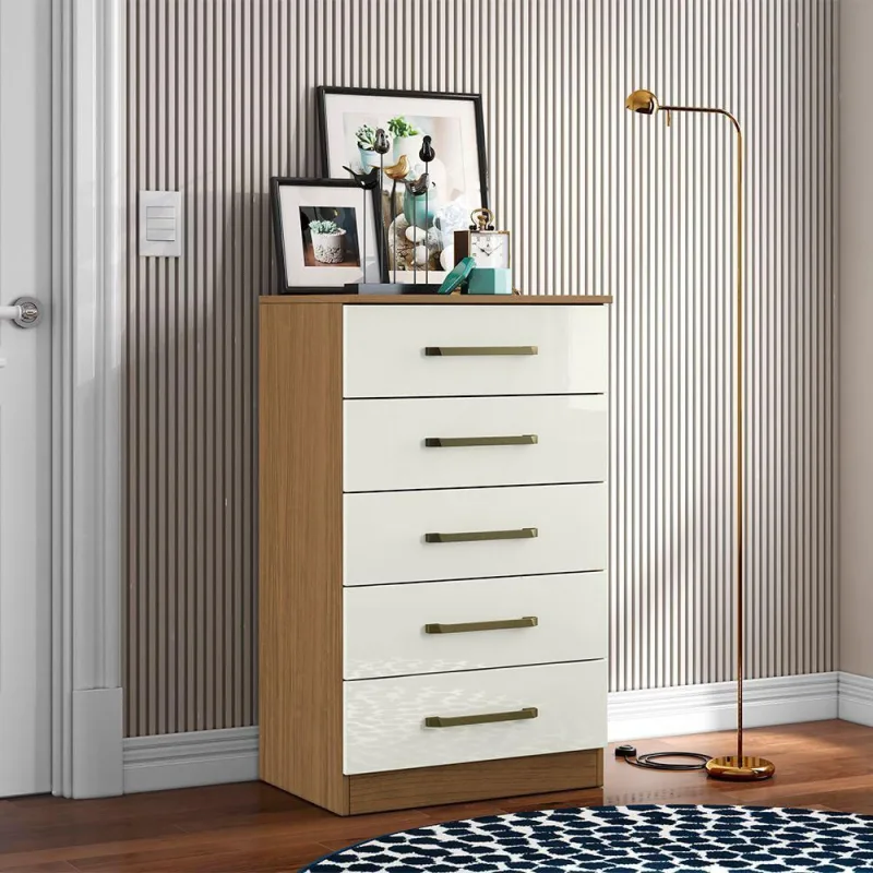 Cômoda Para Quarto Com 5 Gavetas 61cm Ingrid Atacama-off White A09 - D'rossi - OUTRAS - Móveis