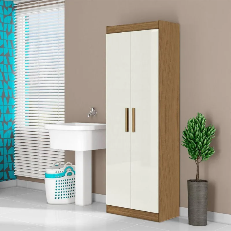 Armário Multiuso 183cm Lavanderia 4 Prateleiras Rita Atacama-off White A09 - D'rossi - OUTRAS - Móveis