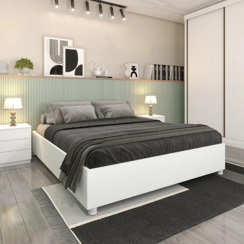 Cama Box Casal - Mônaco-neve - Tcil Móveis