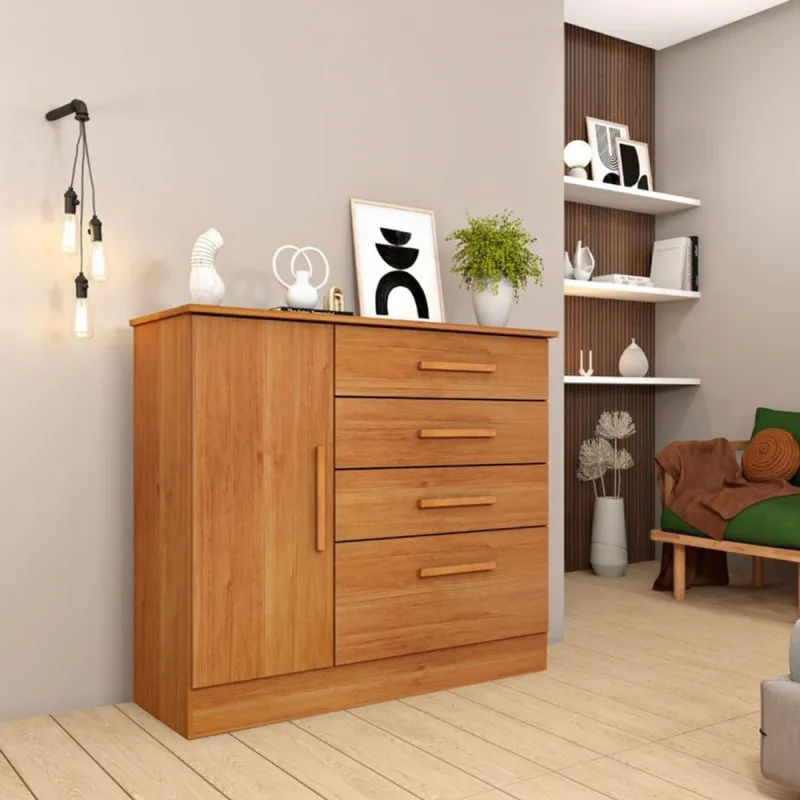 Cômoda Para Quarto Com Sapateira 4 Gavetas - Chicago-cinamomo - Tcil Móveis - Tcil Móveis - Móveis