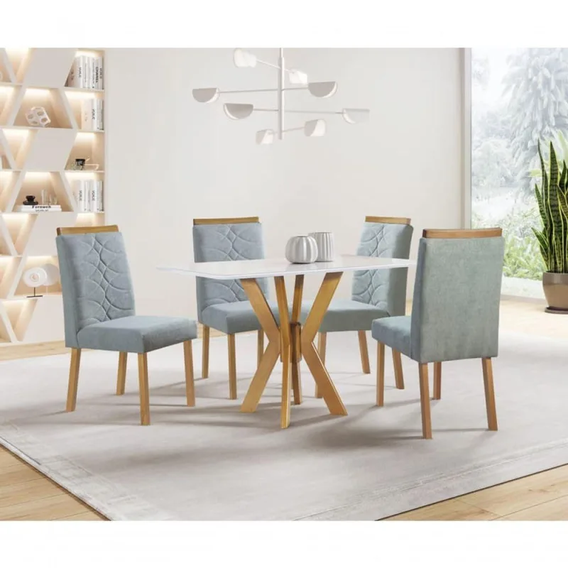 Sala De Jantar 4 Cadeiras 1,20x0,90m Andria Art Salas - OUTRAS - Móveis