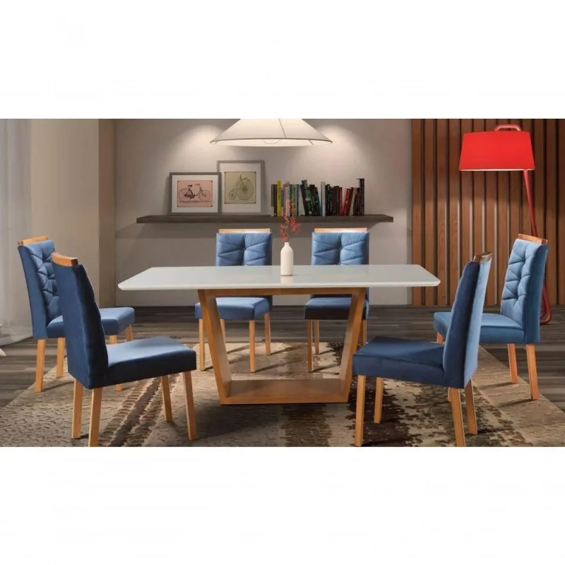 Sala De Jantar Completa 6 Cadeiras 1,80x0,90 Turim Art Salas - OUTRAS - Móveis