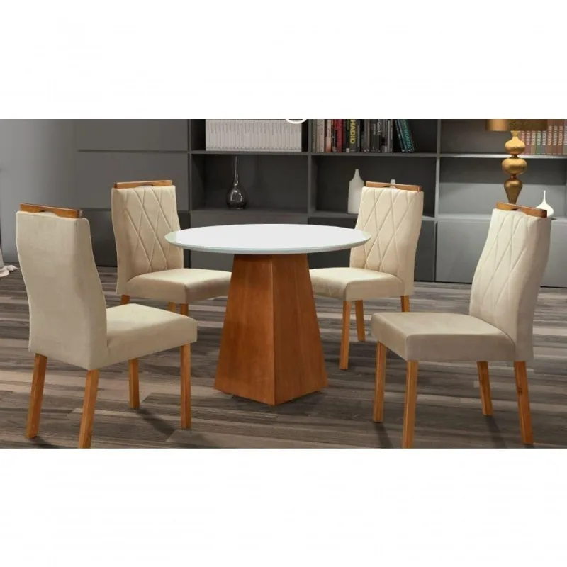 Sala De Jantar Maciça 1x1 Com 4 Cadeiras Mônaco Art Salas - OUTRAS - Móveis