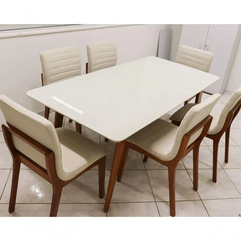 Sala De Jantar Maciça 2x1 Com 6 Cadeiras Petra Art Salas - OUTRAS - Móveis