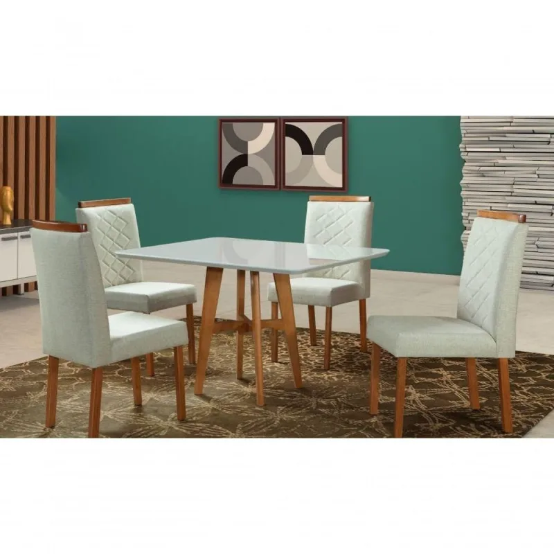 Sala De Jantar Maciça 4 Lugares 90x90 Milão Art Salas - OUTRAS - Móveis