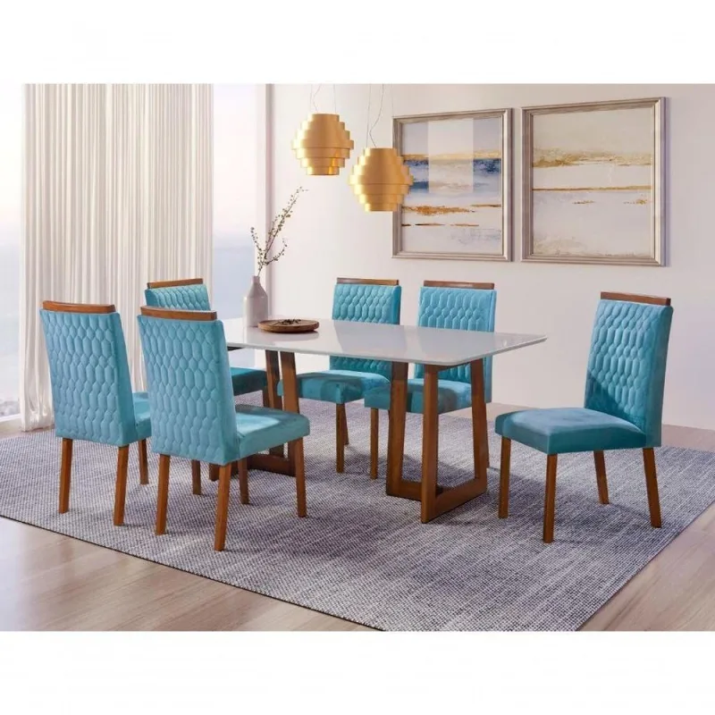 Sala De Jantar Maciça 6 Cadeiras 2x90 Sparta Art Salas - OUTRAS - Móveis