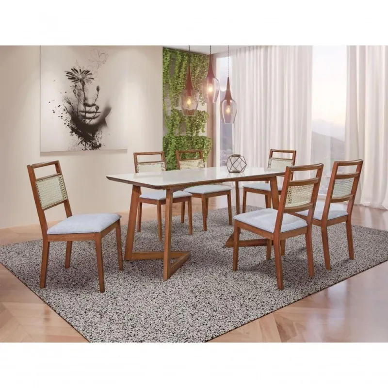 Sala De Jantar Madeira Maciça Com 6 Cadeiras 2,0x0,90 Metros - Luna - Art Salas - OUTRAS - Móveis