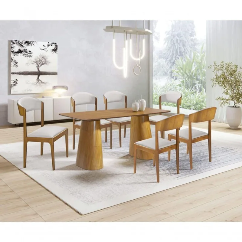 Sala De Jantar Moderna 6 Cadeiras 2x1 Brindisi Art Salas - OUTRAS - Móveis